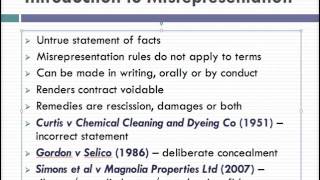 Misrepresentation Lecture 1 of 4 [upl. by Melita]